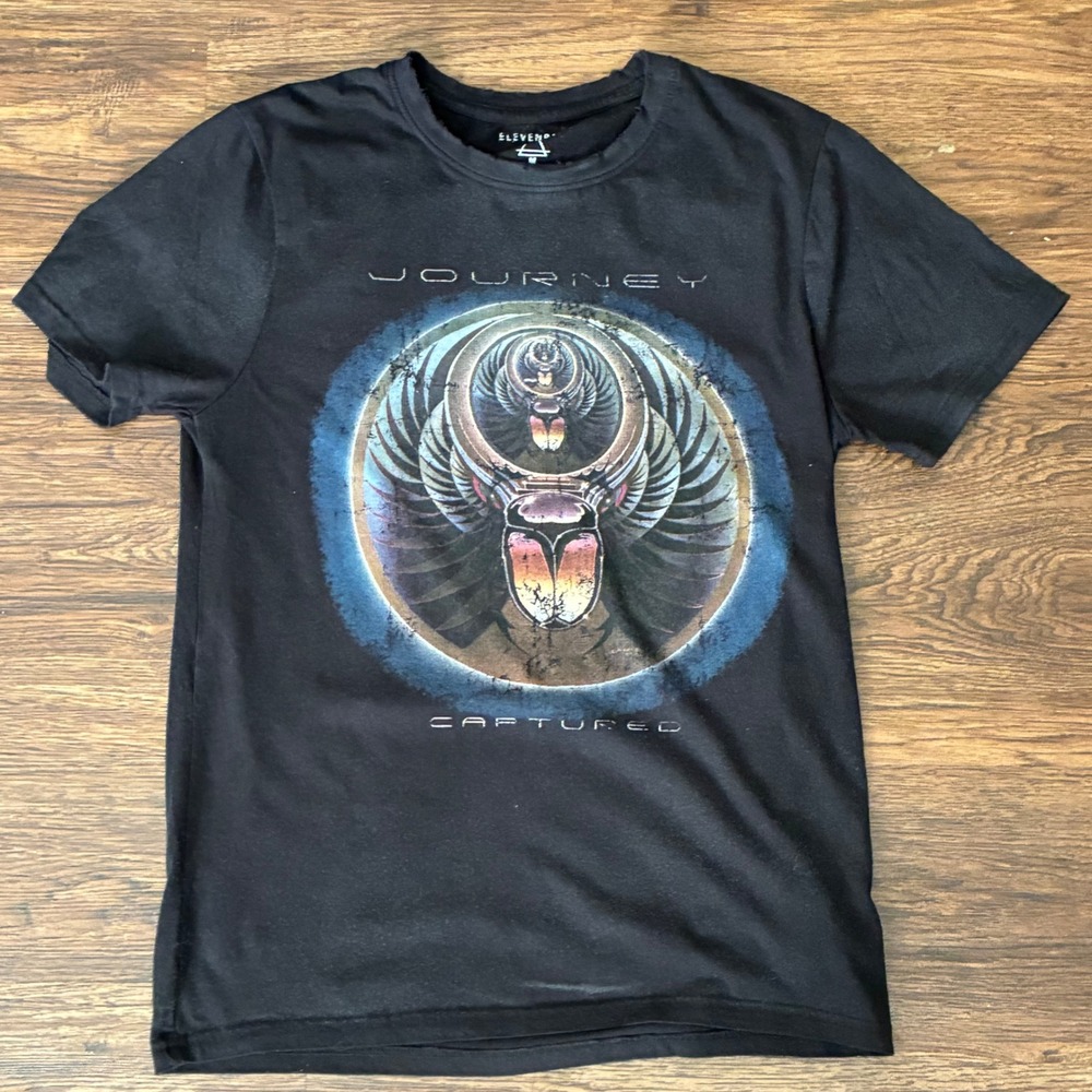 Journey Captured Album TrackList Black Band T-shirt Distressed